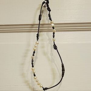 Pearl, Sterling and Brown Beaded Necklace